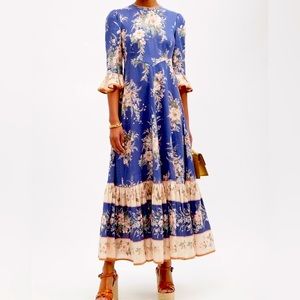 Zimmermann Moonshine Blue Floral Long Maxi Dress 1 XS S